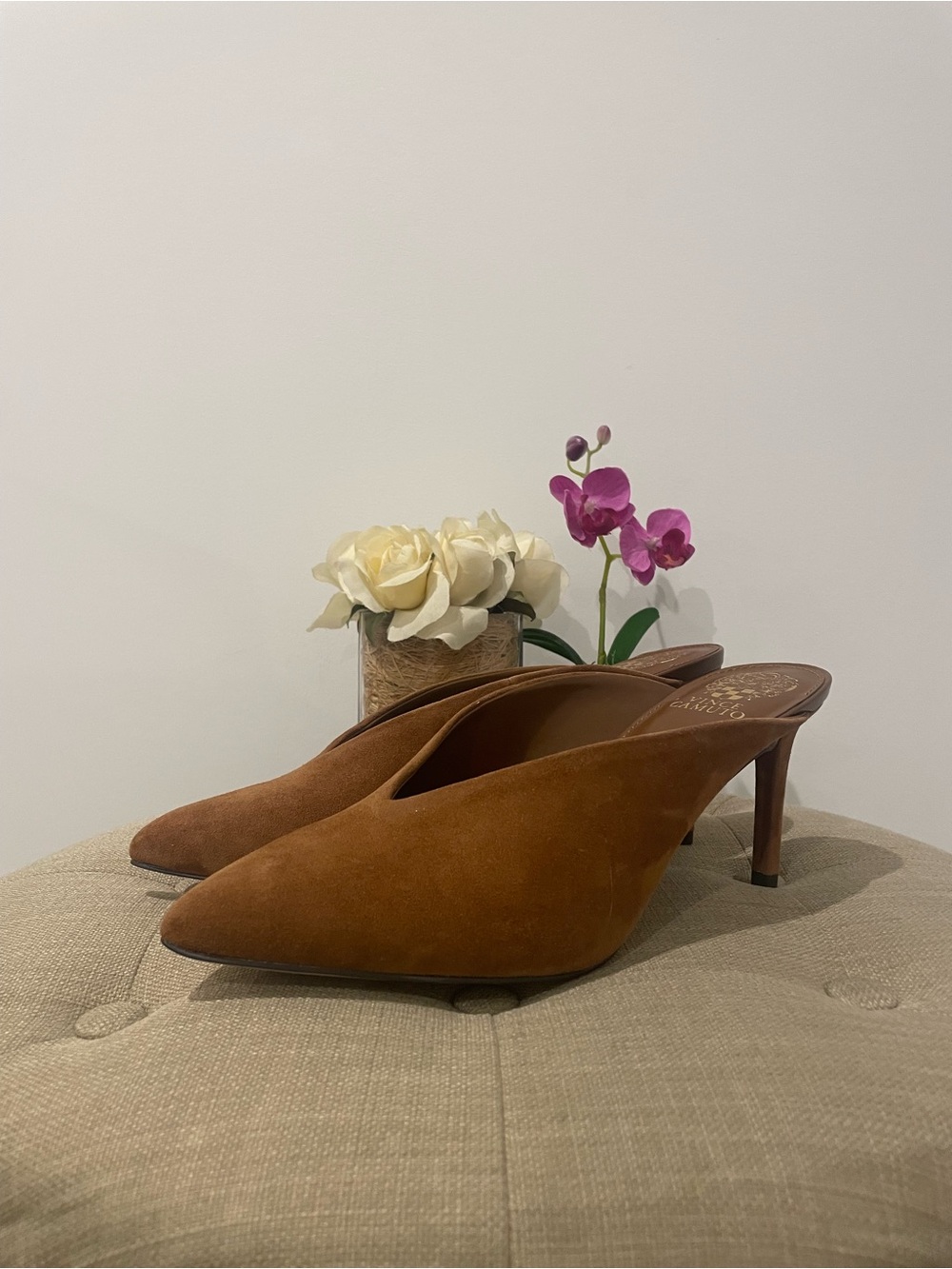 Vince Camuto Cognac Suede Pointed-Toe Mule - Size 9 - Picture 8 of 14